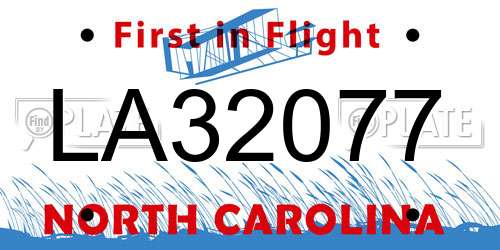 LA32077 North Carolina License Plate