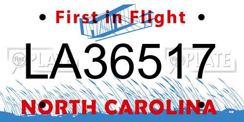 LA36517 North Carolina License Plate