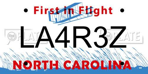 LA4R3Z North Carolina License Plate