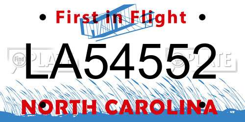 LA54552 North Carolina License Plate