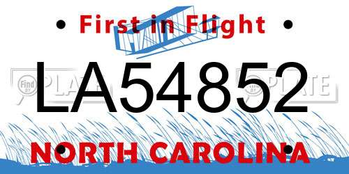 LA54852 North Carolina License Plate