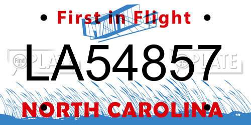 LA54857 North Carolina License Plate