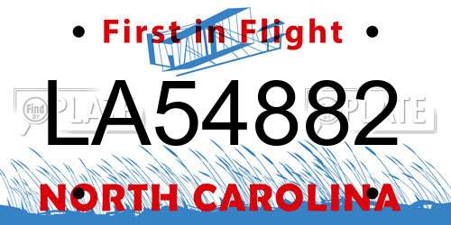 LA54882 North Carolina License Plate