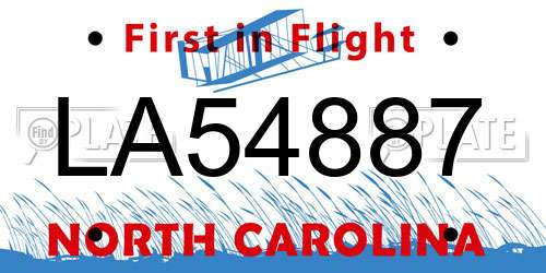 LA54887 North Carolina License Plate