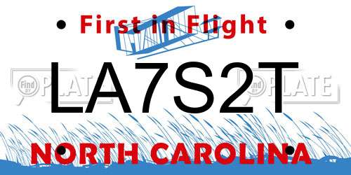 LA7S2T North Carolina License Plate