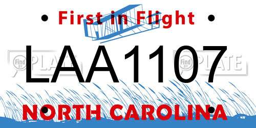 LAA1107 North Carolina License Plate