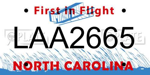 LAA2665 North Carolina License Plate