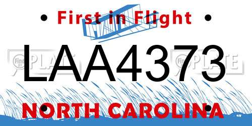 LAA4373 North Carolina License Plate