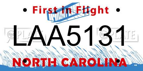 LAA5131 North Carolina License Plate