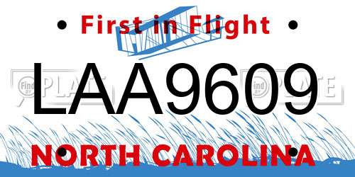 LAA9609 North Carolina License Plate