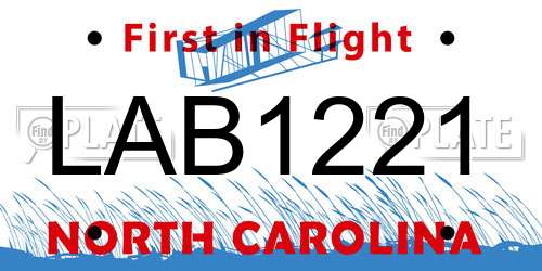 LAB1221 North Carolina License Plate