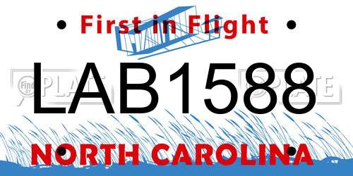 LAB1588 North Carolina License Plate