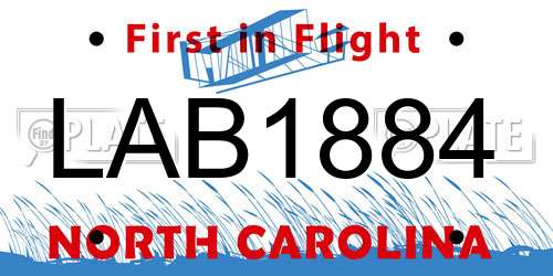 LAB1884 North Carolina License Plate
