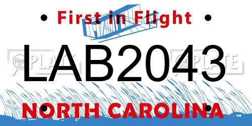 LAB2043 North Carolina License Plate
