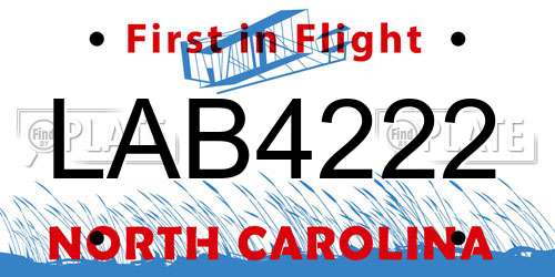 LAB4222 North Carolina License Plate