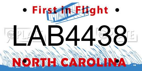 LAB4438 North Carolina License Plate