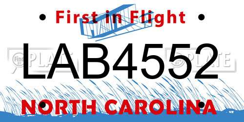 LAB4552 North Carolina License Plate