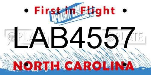 LAB4557 North Carolina License Plate
