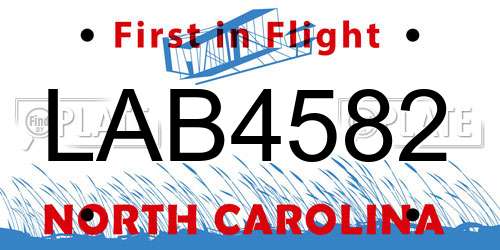 LAB4582 North Carolina License Plate