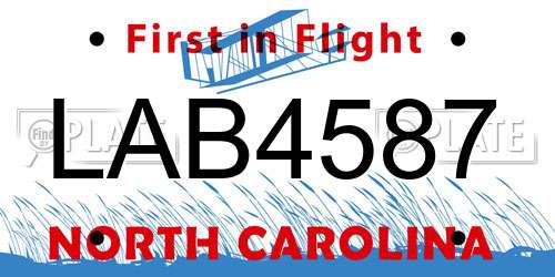 LAB4587 North Carolina License Plate