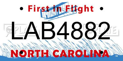 LAB4882 North Carolina License Plate