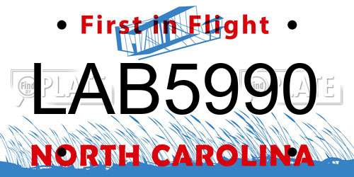 LAB5990 North Carolina License Plate