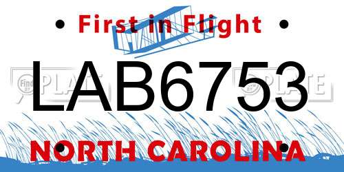 LAB6753 North Carolina License Plate
