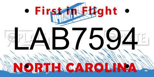 LAB7594 North Carolina License Plate