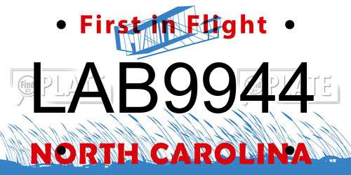 LAB9944 North Carolina License Plate