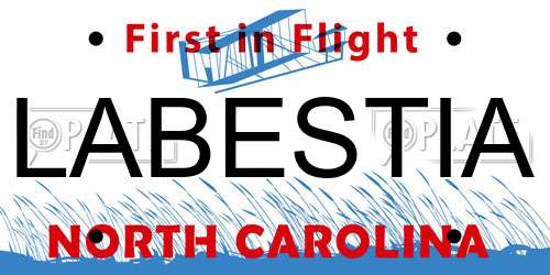 LABESTIA North Carolina License Plate