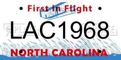LAC1968 North Carolina License Plate