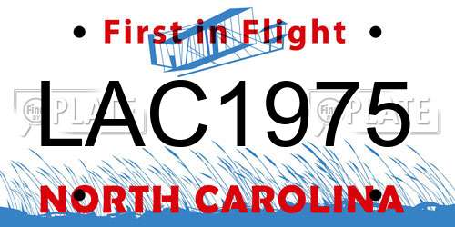 LAC1975 North Carolina License Plate
