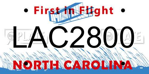 LAC2800 North Carolina License Plate
