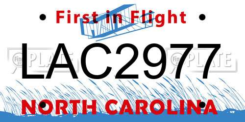 LAC2977 North Carolina License Plate