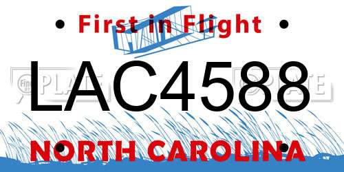 LAC4588 North Carolina License Plate