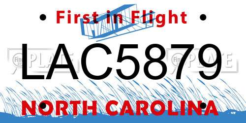 LAC5879 North Carolina License Plate