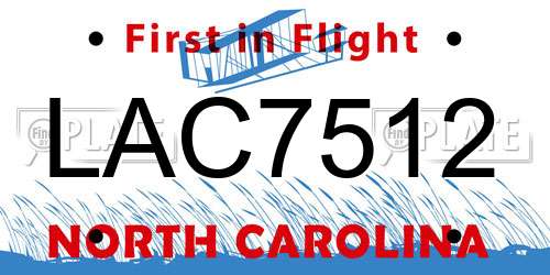 LAC7512 North Carolina License Plate