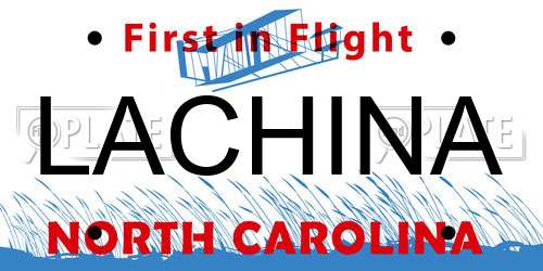 LACHINA North Carolina License Plate