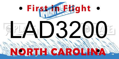 LAD3200 North Carolina License Plate