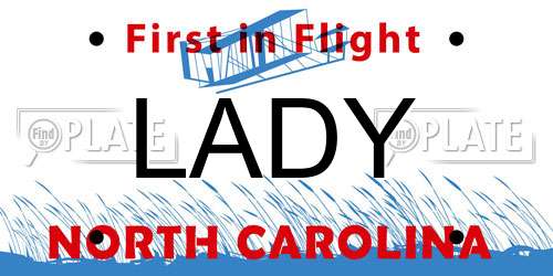 LADY North Carolina License Plate