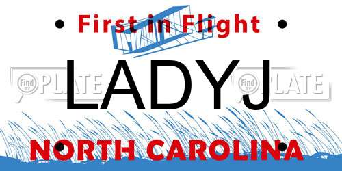 LADYJ North Carolina License Plate
