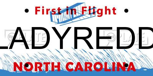 LADYREDD North Carolina License Plate