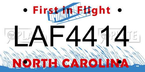 LAF4414 North Carolina License Plate