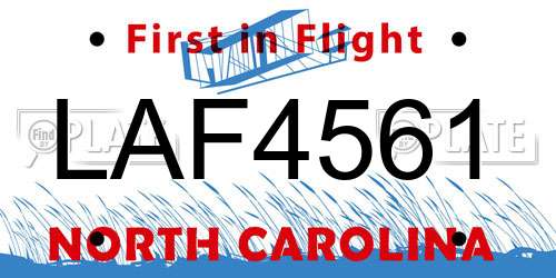 LAF4561 North Carolina License Plate