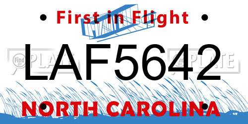 LAF5642 North Carolina License Plate