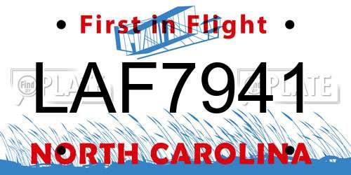 LAF7941 North Carolina License Plate