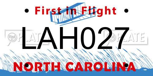 LAH027 North Carolina License Plate