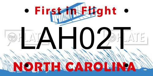 LAH02T North Carolina License Plate