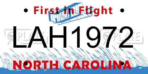 LAH1972 North Carolina License Plate