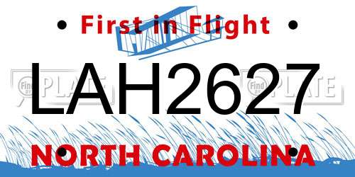 LAH2627 North Carolina License Plate